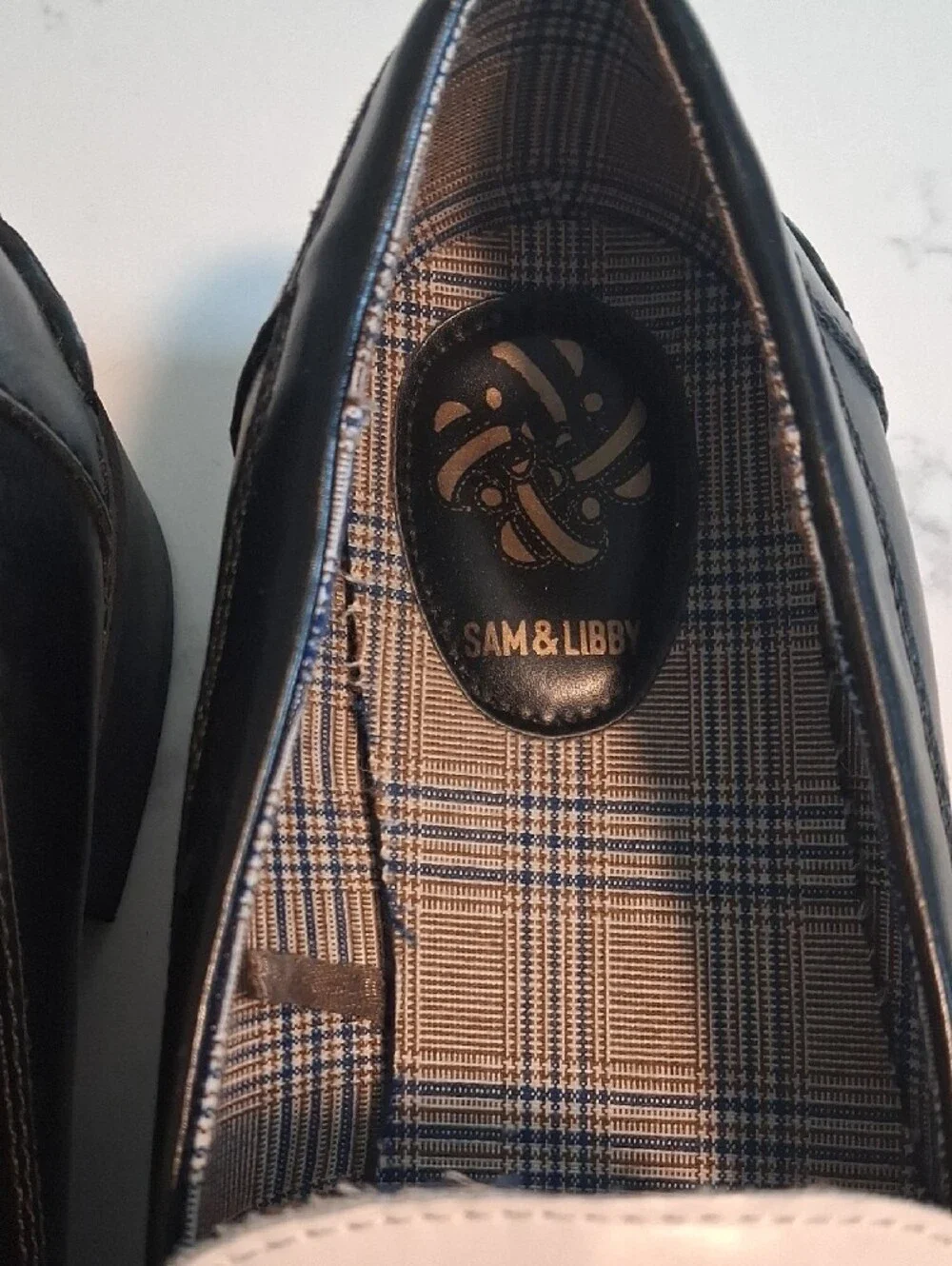 Sam & Libby Two-Tone Black and White Penny Loafers